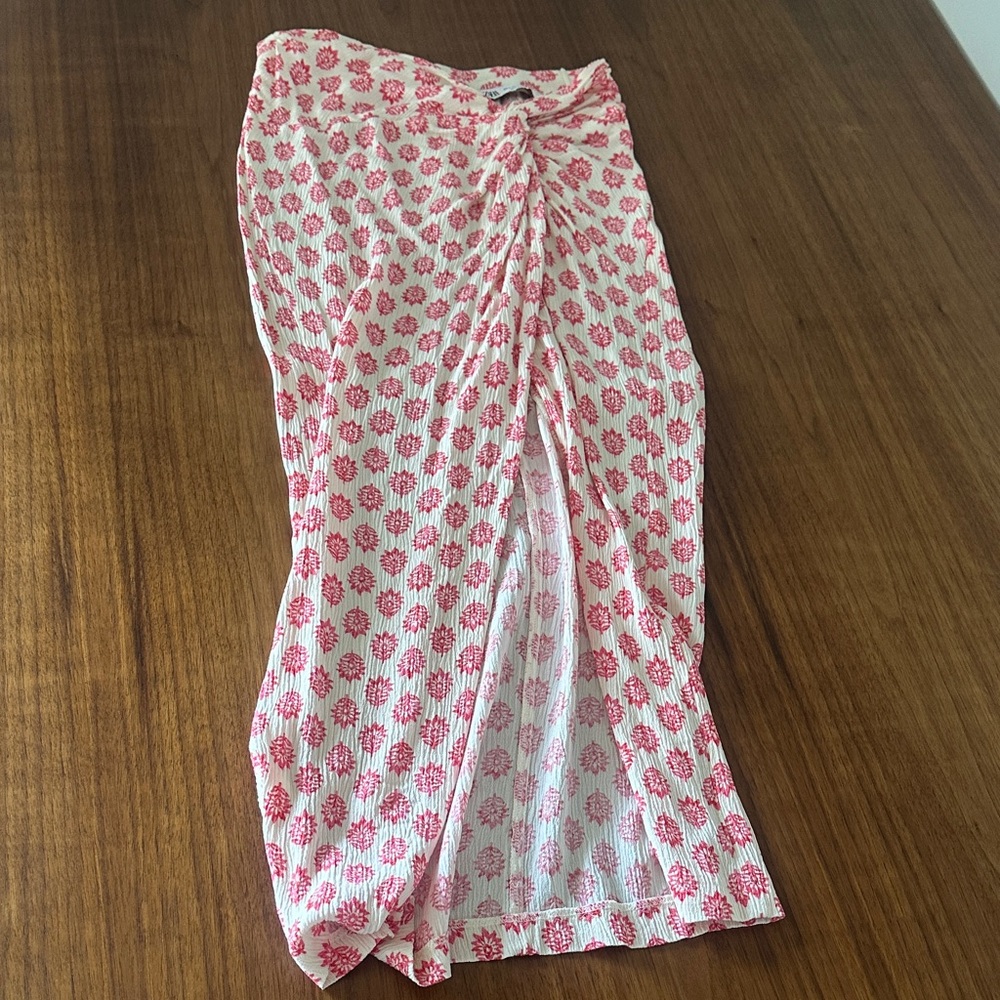 Zara Pink Floral Skirt with high slit